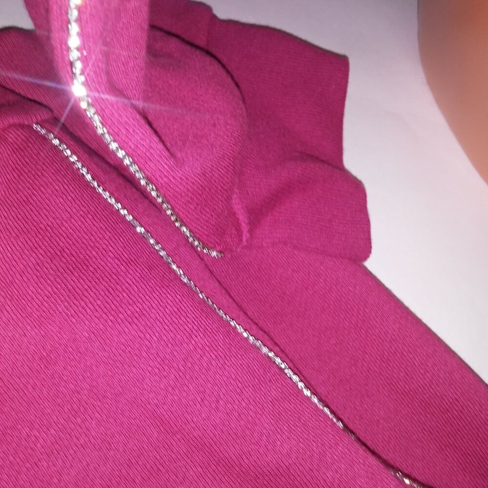 Victoria Secret Jogger Set Crop Top Sweater & Pants XXL 2X Berry Rhinestone Blin - Picture 5 of 12